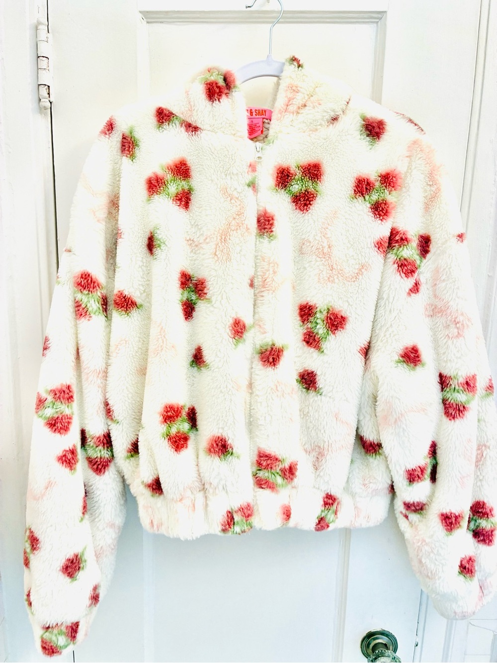 Sherpa floral print cozy hooded Coco and Shay jacket